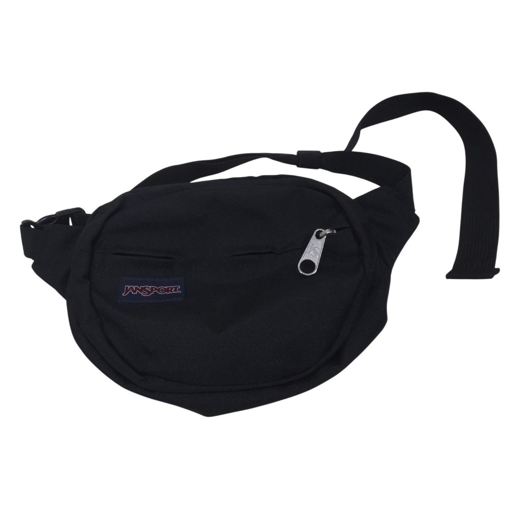 JanSport Fifth Ave Fanny Pack Black Canvas Waist Bag Adjustable Strap NWOT